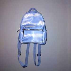 Blue and white back pack